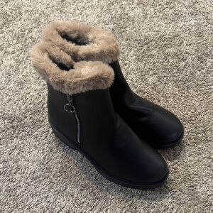Black Faux Fur Lined Ankle Boots